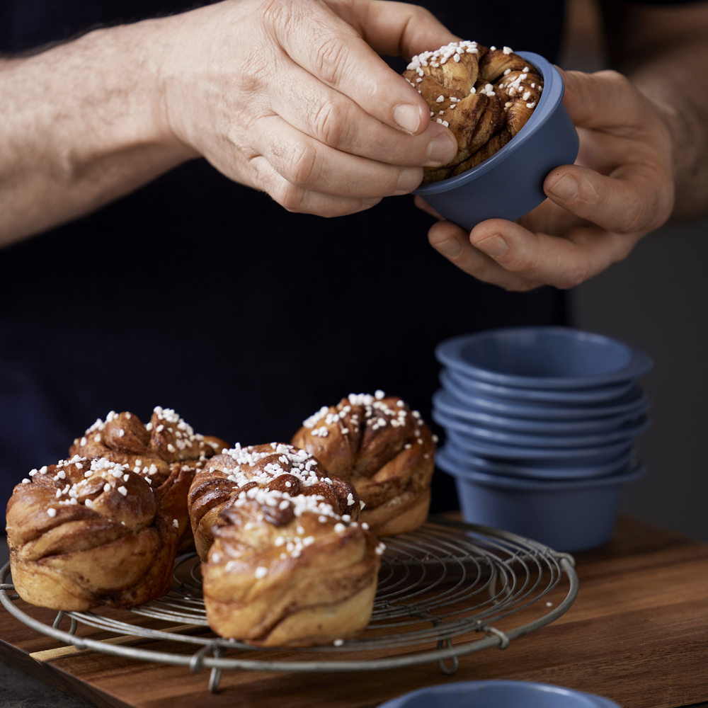 Cupcake-/Kanelbullsform Pecan för 6 stycken 9x4 cm Indigo