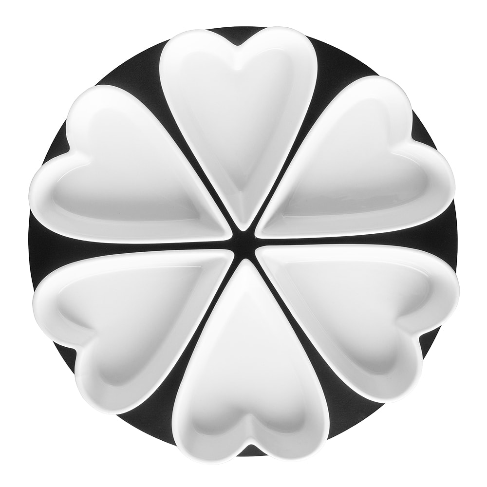 Hjärtskålar med bricka 7-delar Vit