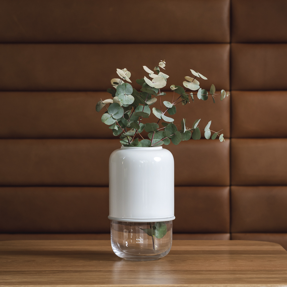 Kapsel Justerbar Vas Glas Vit/Klar