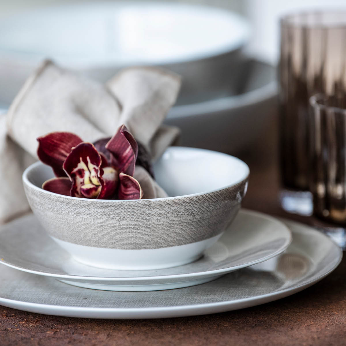 Linen Skål 31 cm Beige