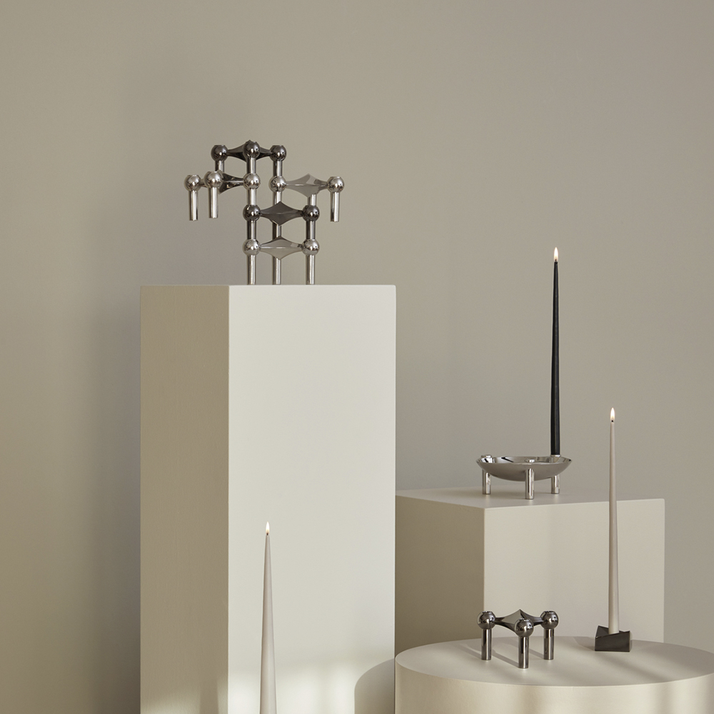 Stoff Nagel Ljusstake 3-pack Svart Krom