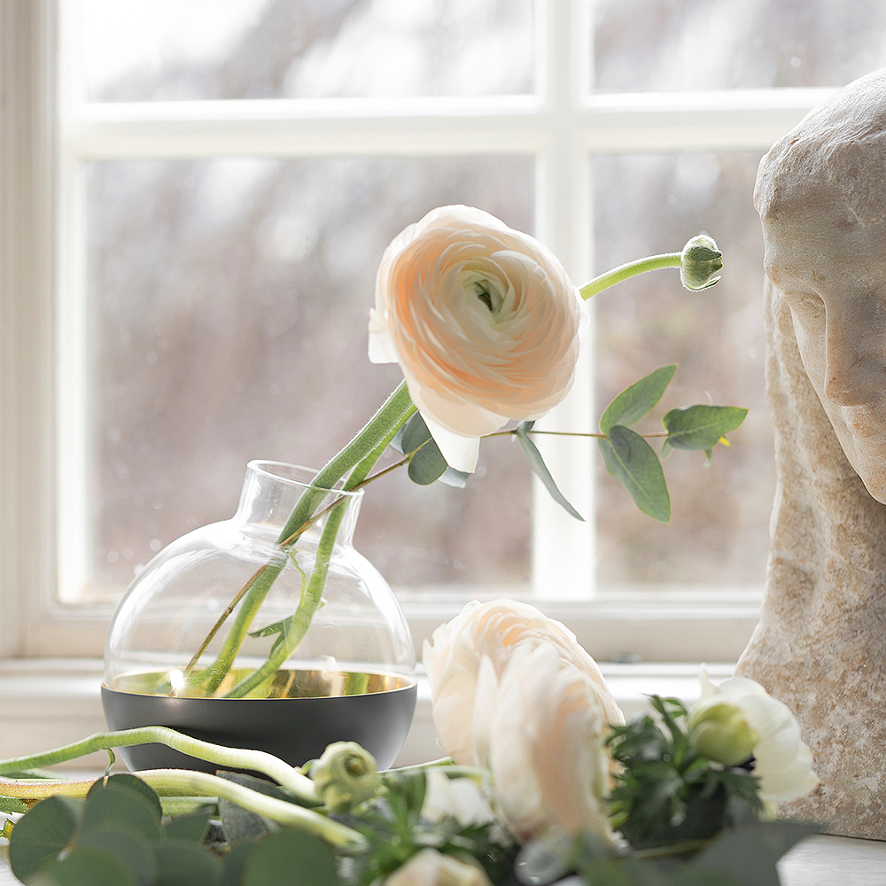 Pomme Vas/Lykta 15 cm Grå/Mässing