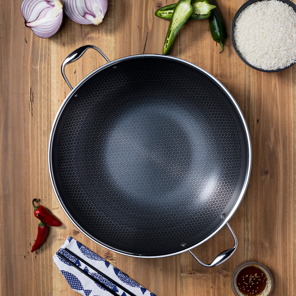 Hybrid Wok med Lock 36 cm SIlver/Svart