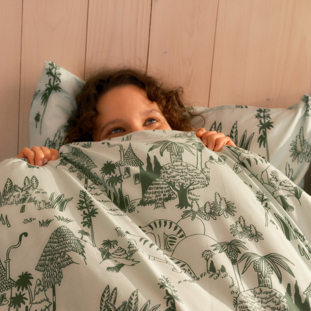 Mumin Örngott 50x60 cm Trädgårdsfest Grön