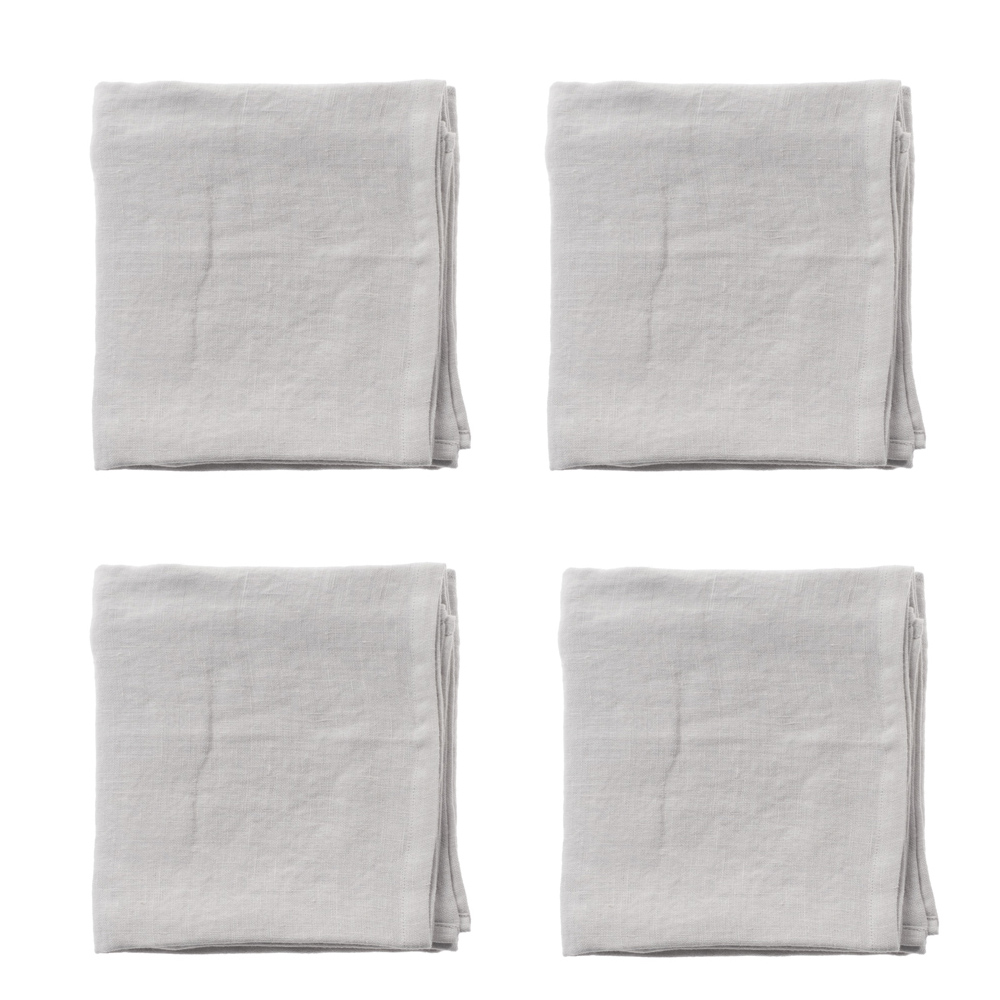 Raw Linneservetter 4-pack 45x45 cm Ljusgrå