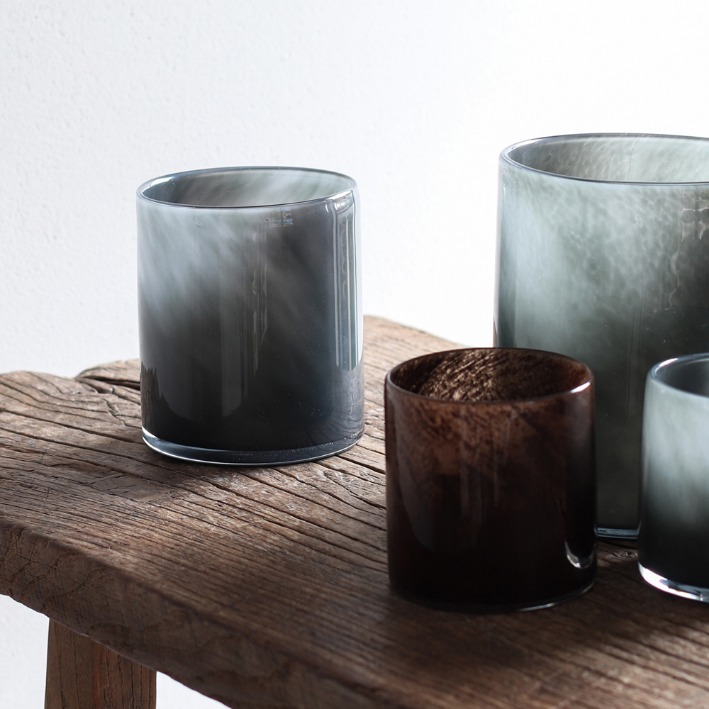 Lyric Ljuslykta Glas 10x10 cm Mörk Grå