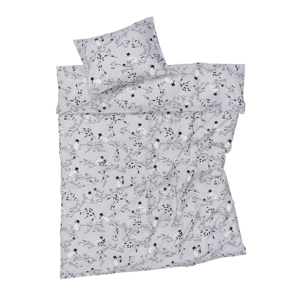 Mumin Bäddset 150x210 cm Muminpappa Grå