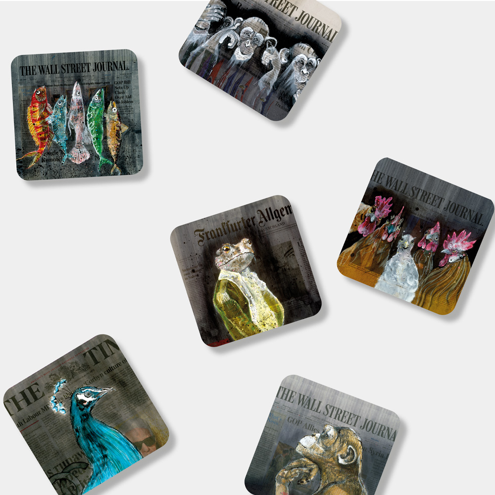 Glasunderlägg 10 cm 6-pack Svart