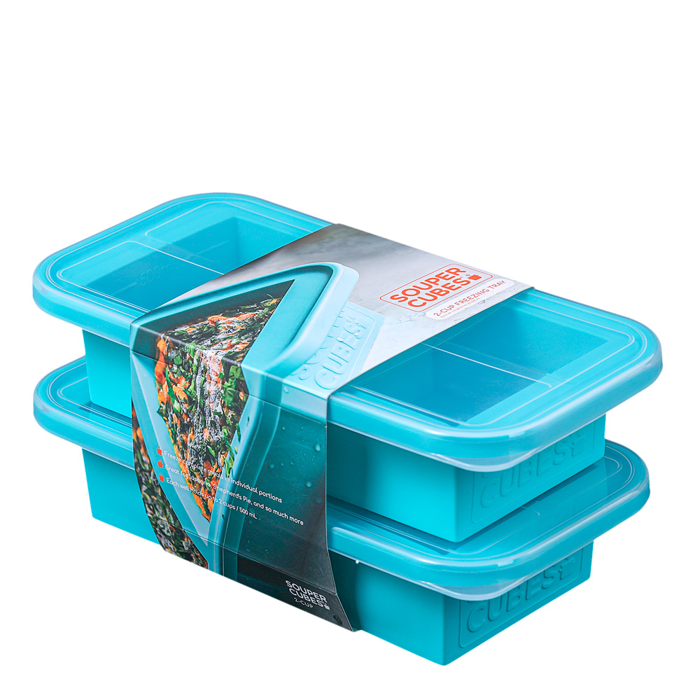 Matförvaring och Lock Silikon 2-cup 2x500 ml 2-pack Blå