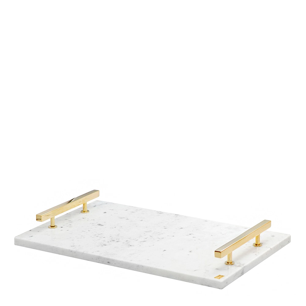 Marmorbricka med handtag Vit/M&auml;ssing