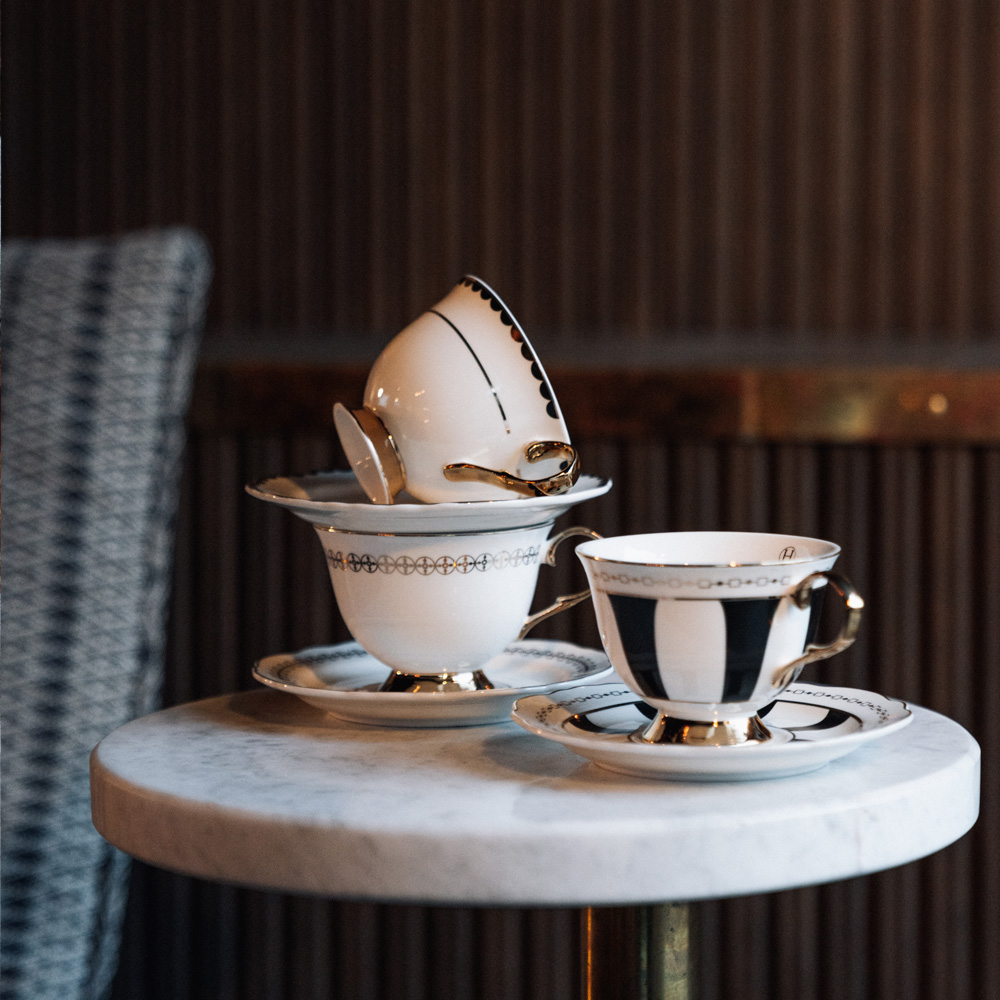 Kopp med Fat 22 cl Anima Gemella 2 Vit/Guld