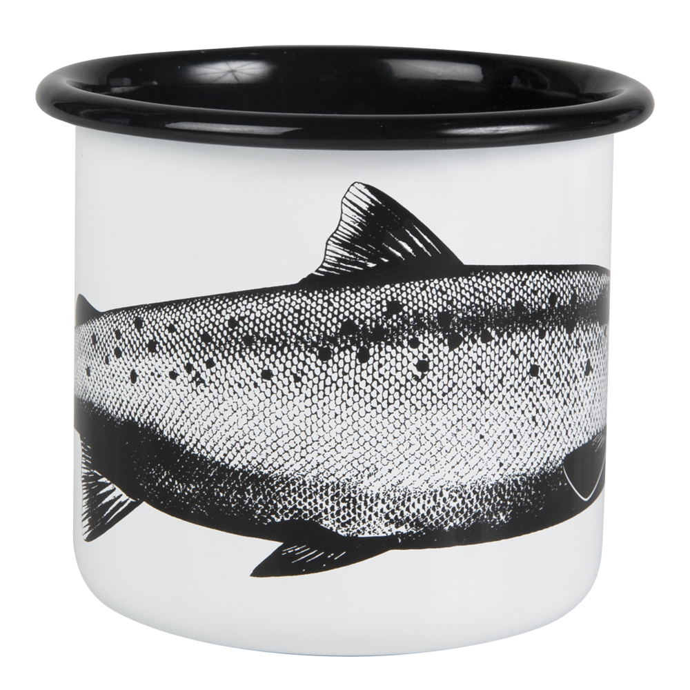 Nordic Emaljmugg Laxen 37 cl Vit