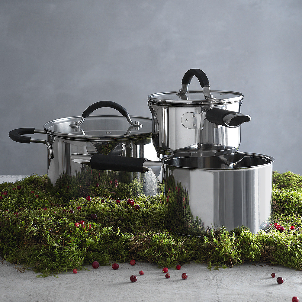 Backaryd Kastrullset 3 delar med glaslock