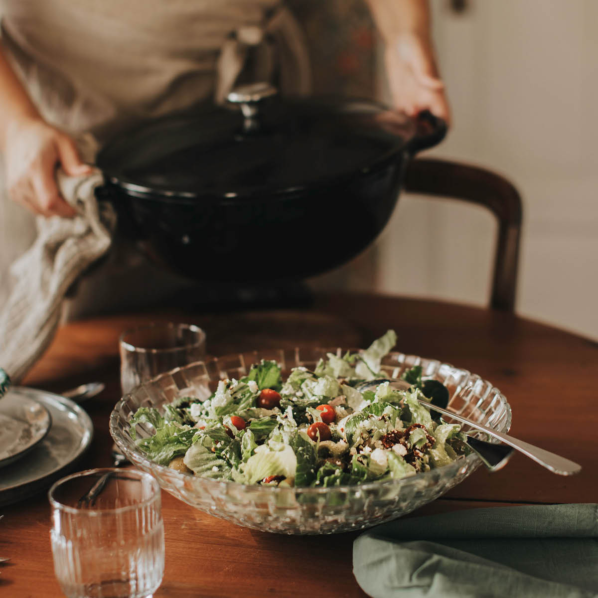 Skål 32 cm/Salladsbestick