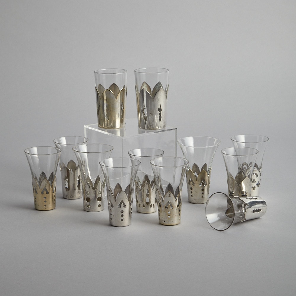Antika Glas med Silverhölje 10 st