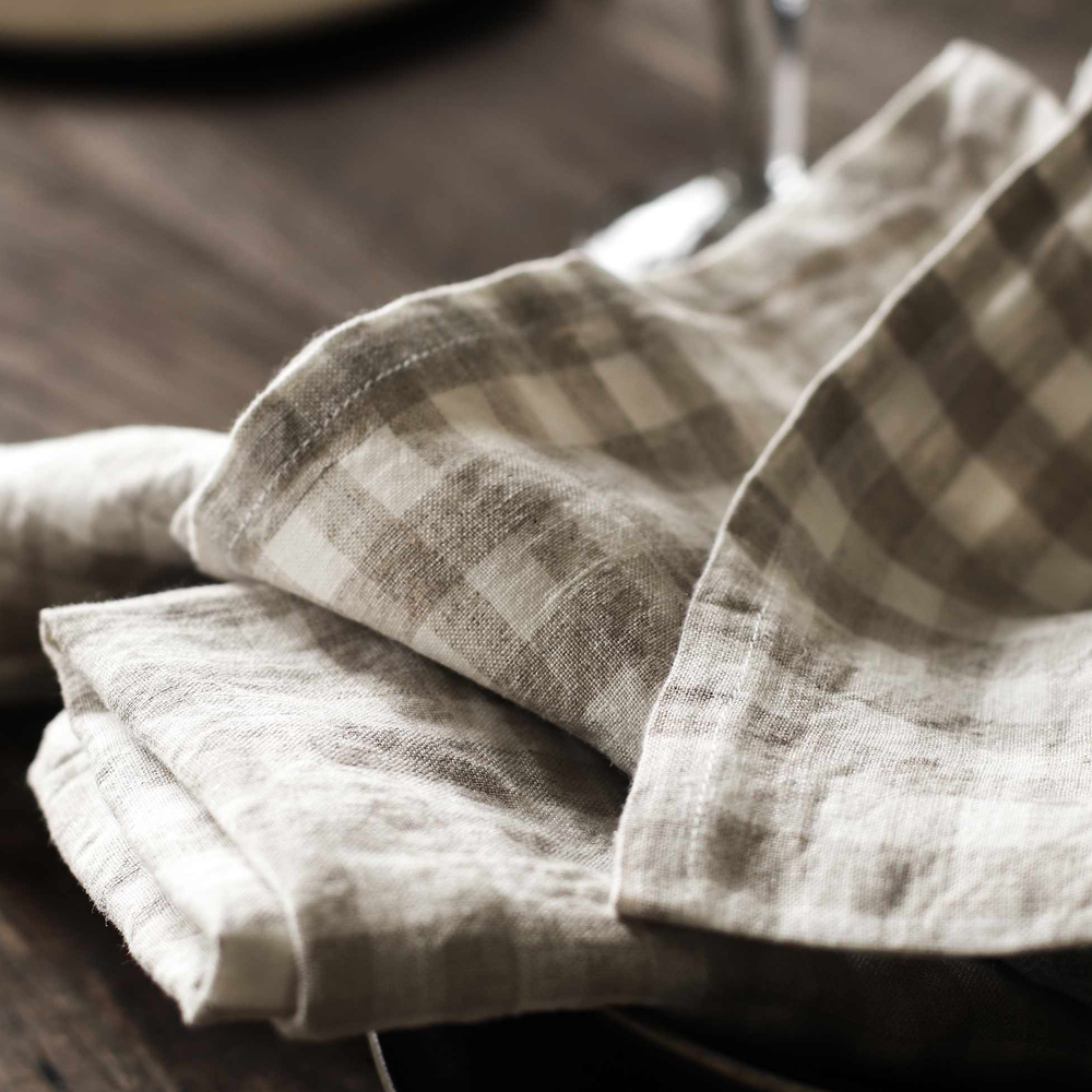 Gingham Servett 45x45 cm Natural