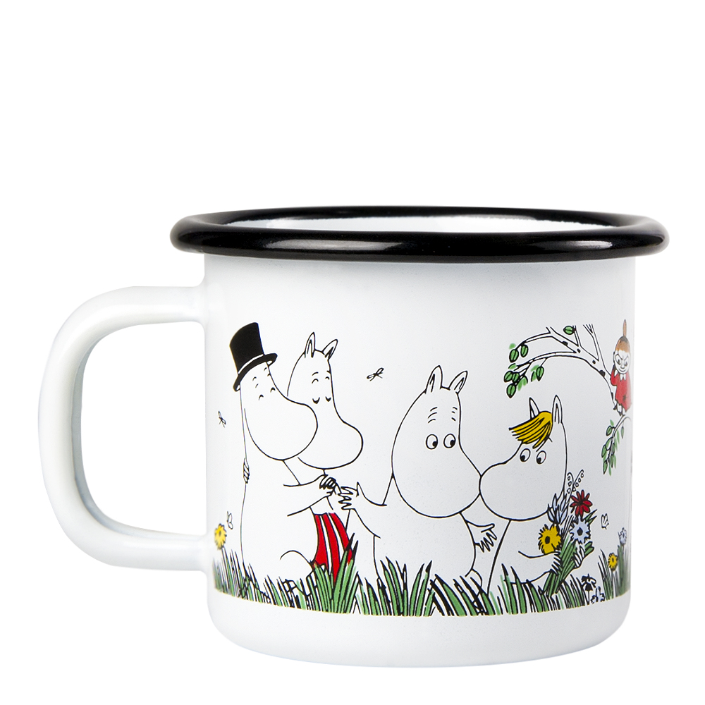 Mumin Emaljmugg Glada Familjen 15 cl Vit