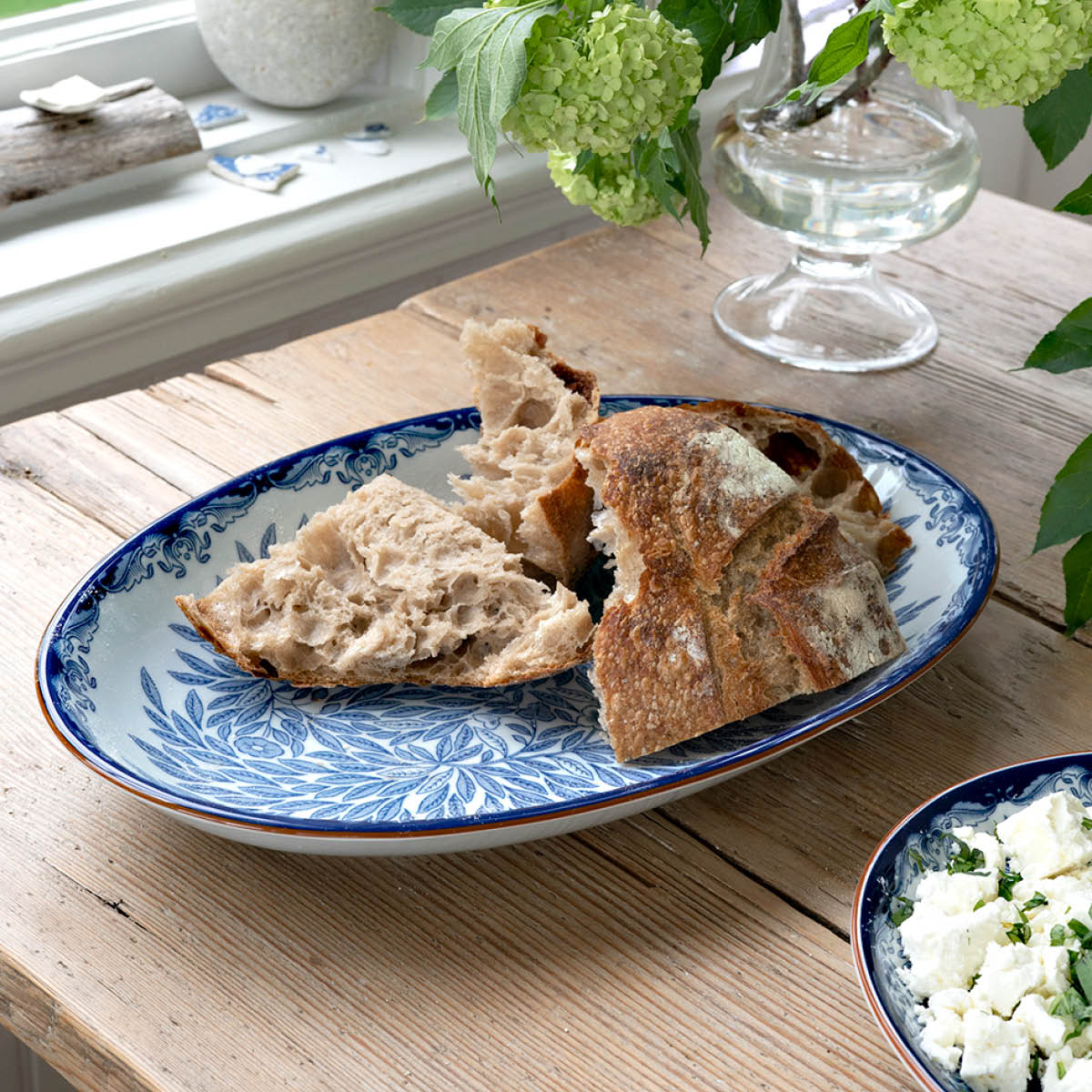 Ostindia Floris Oval serveringsfat 33x22 Blå