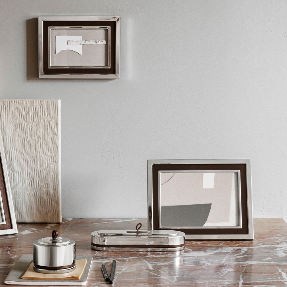 Manhattan Fotoram 23x18 cm Rostfritt stål/Läder/Skinn