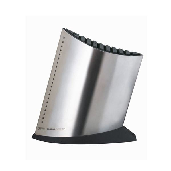 Global Knivblock för 9 knivar och skärpstål Rostfri