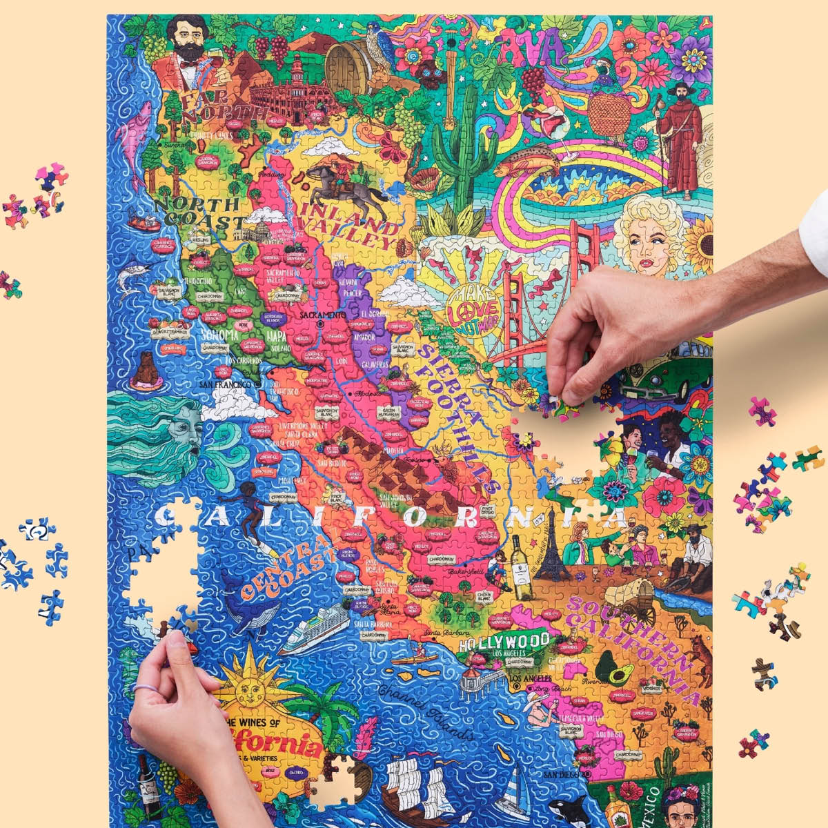 Vinpussel - Kalifornien 1000 bitar Gul