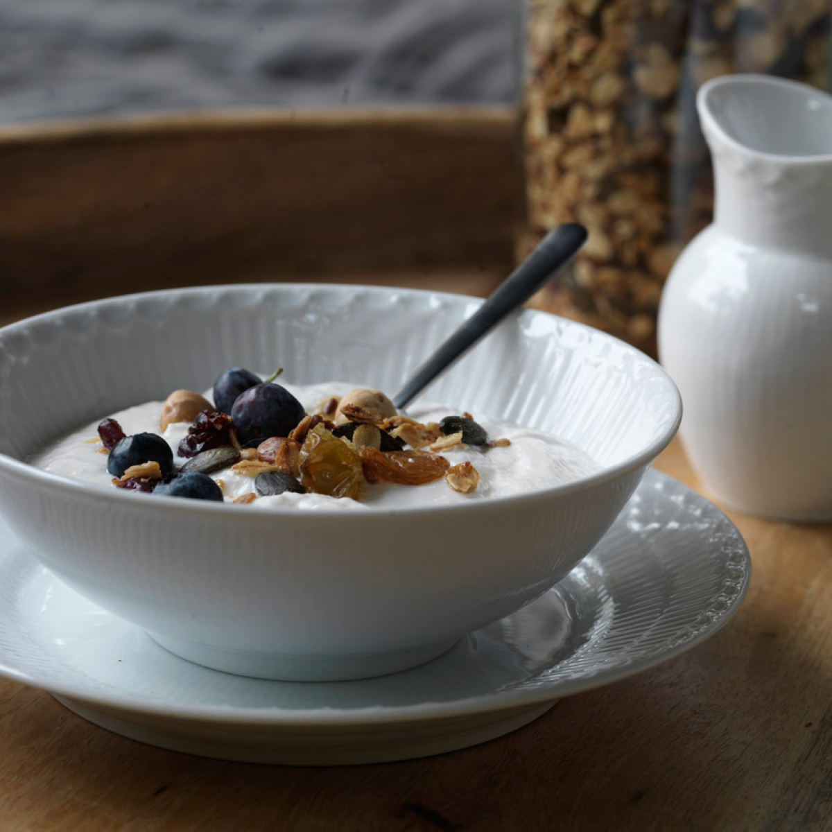 White Fluted Half Lace Skål 35 cl