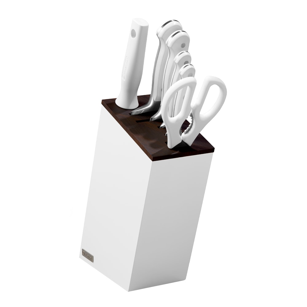 Classic White Knivblock 6 delar med Santoku