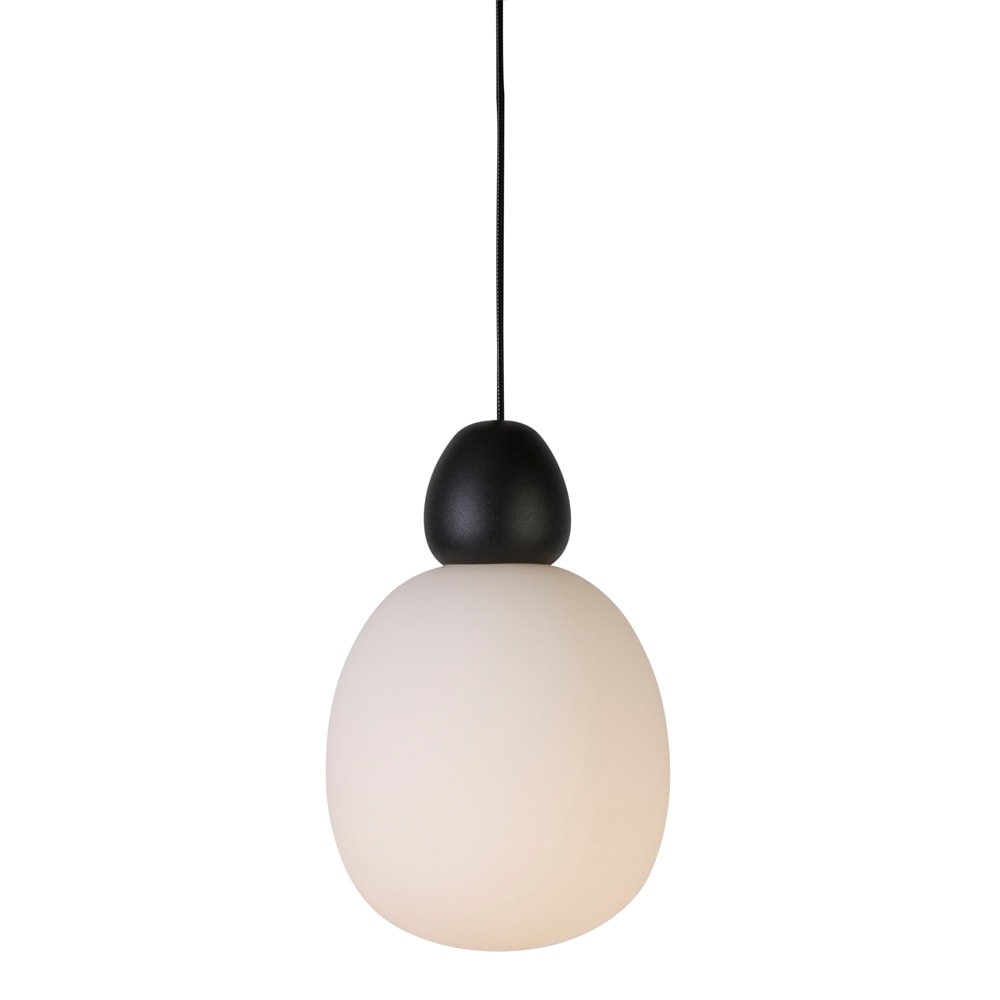 Buddy Taklampa Pendel 18,4 cm Svart Struktur/Opal Glas
