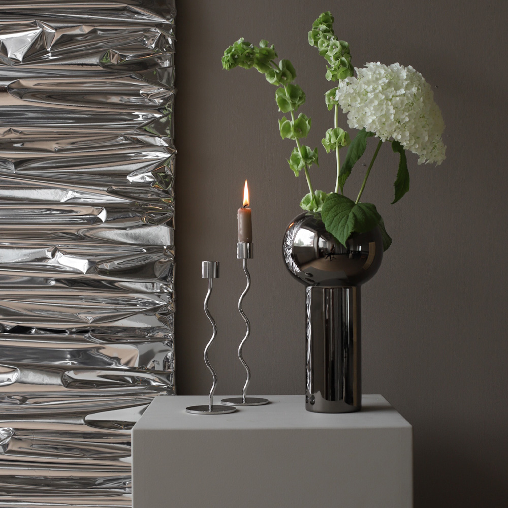 Curved Ljusstake 23 cm Silver