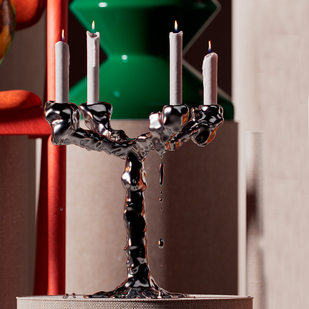 Drip Ljusstake 32 cm Silver