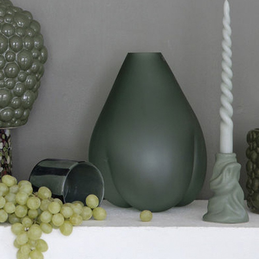 Calore Ljuslykta 10x10 cm Grön/Svart Rand