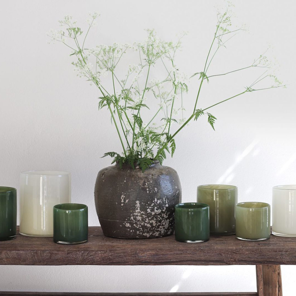 Lyric Ljuslykta Glas 10x10 cm Mörk Grön