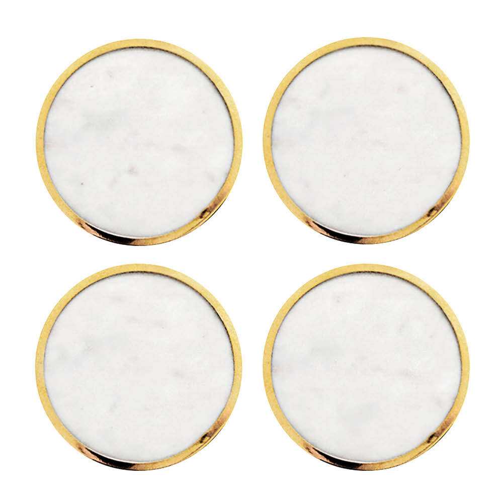 Glasunderlägg Marmor 4-pack Grå/Förnicklad Mässing