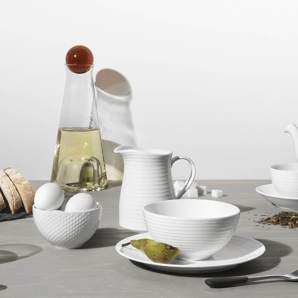 Blond Tallrik flat 22 cm stripe Vit