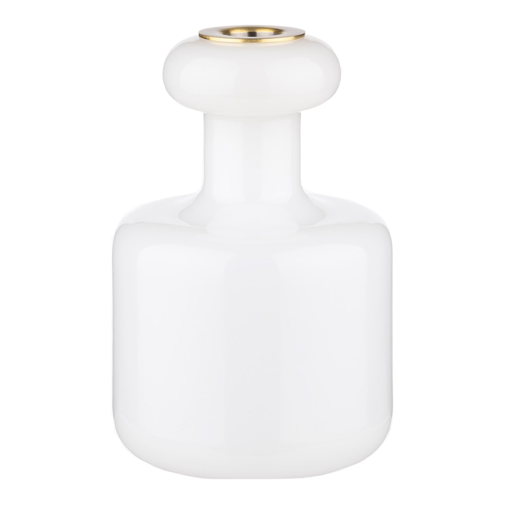 Plunta Ljusstake i glas 17x11,5 cm Vit