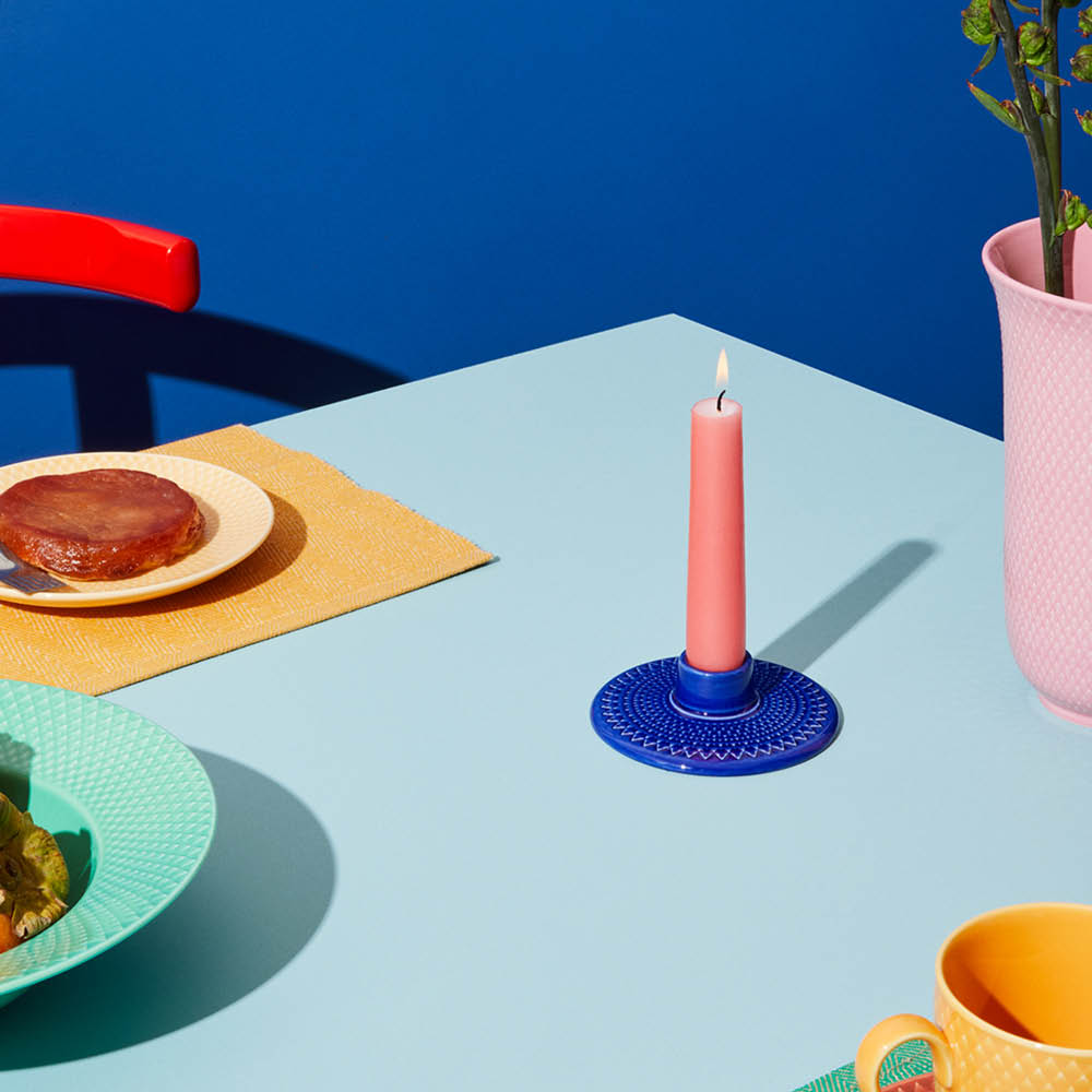 Rhombe Color Ljusstake 3 cm Mörkblå