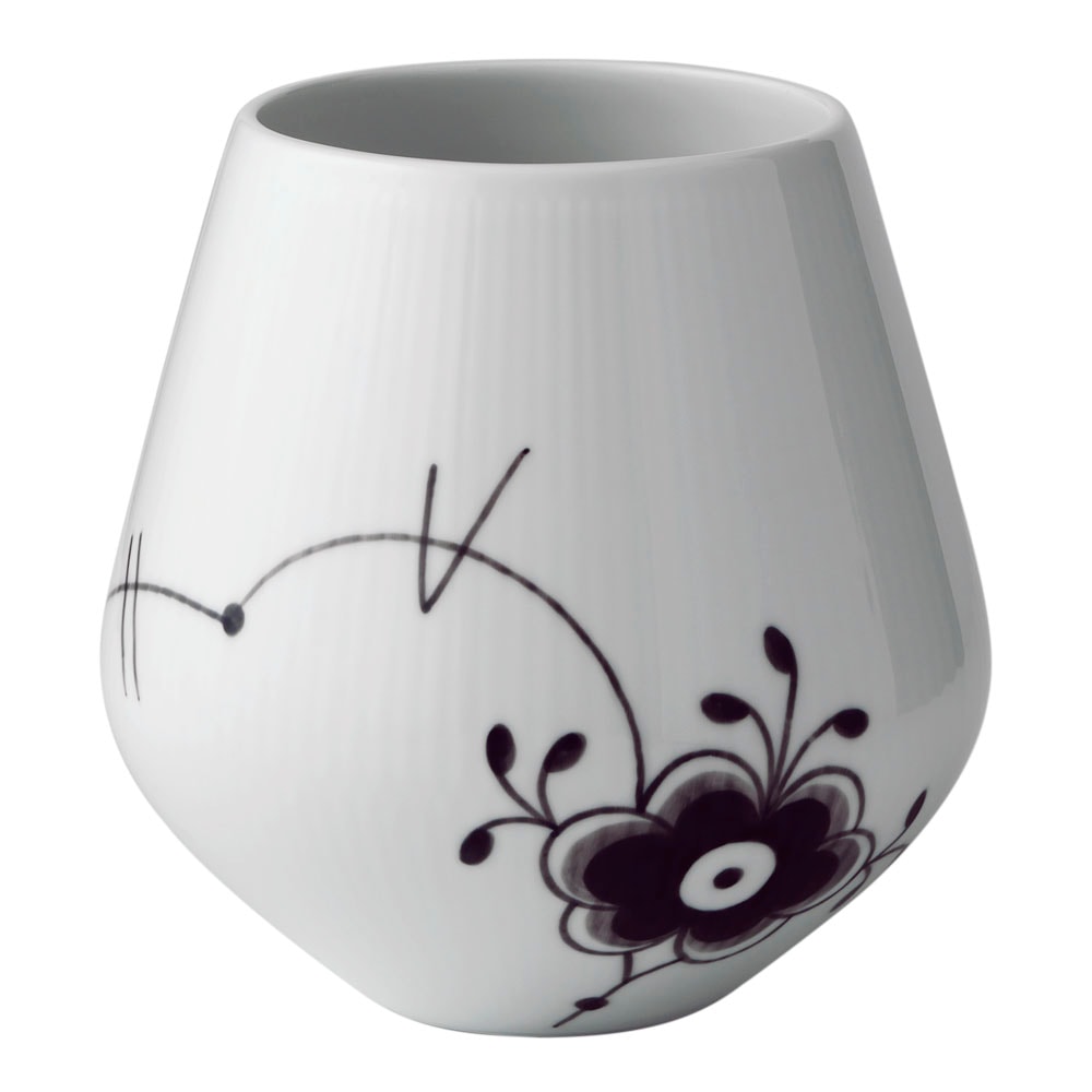 Black Fluted Mega Vas 15 cm