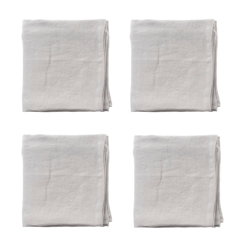 Raw Linneservetter 4-pack 45x45 cm Ljusgrå