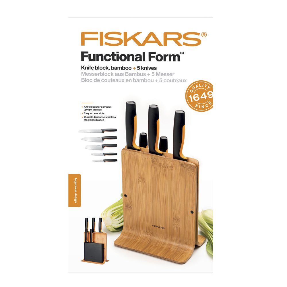 Functional Form Knivblock med 5 knivar Bambu