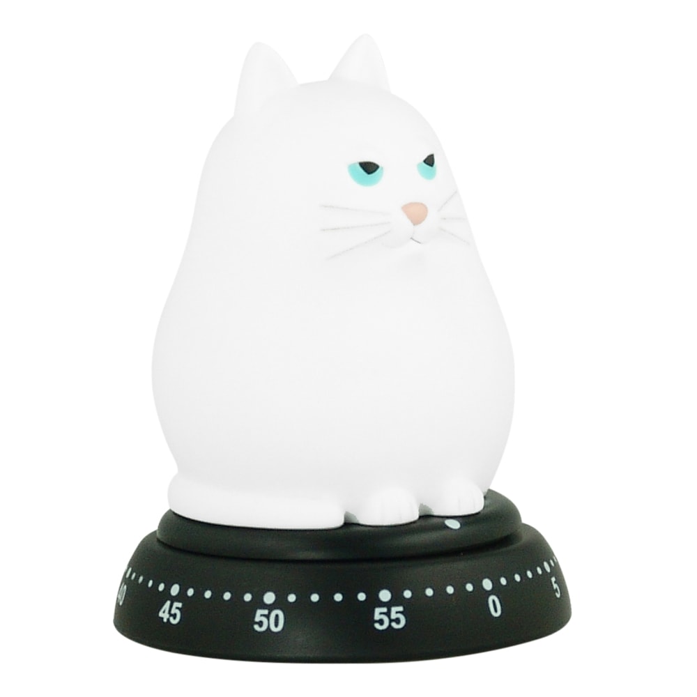 Mekanisk Timer Katt Vit