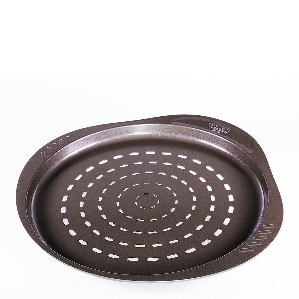 Asimetria Pizzaform Kolstål rund perforerad 32 cm