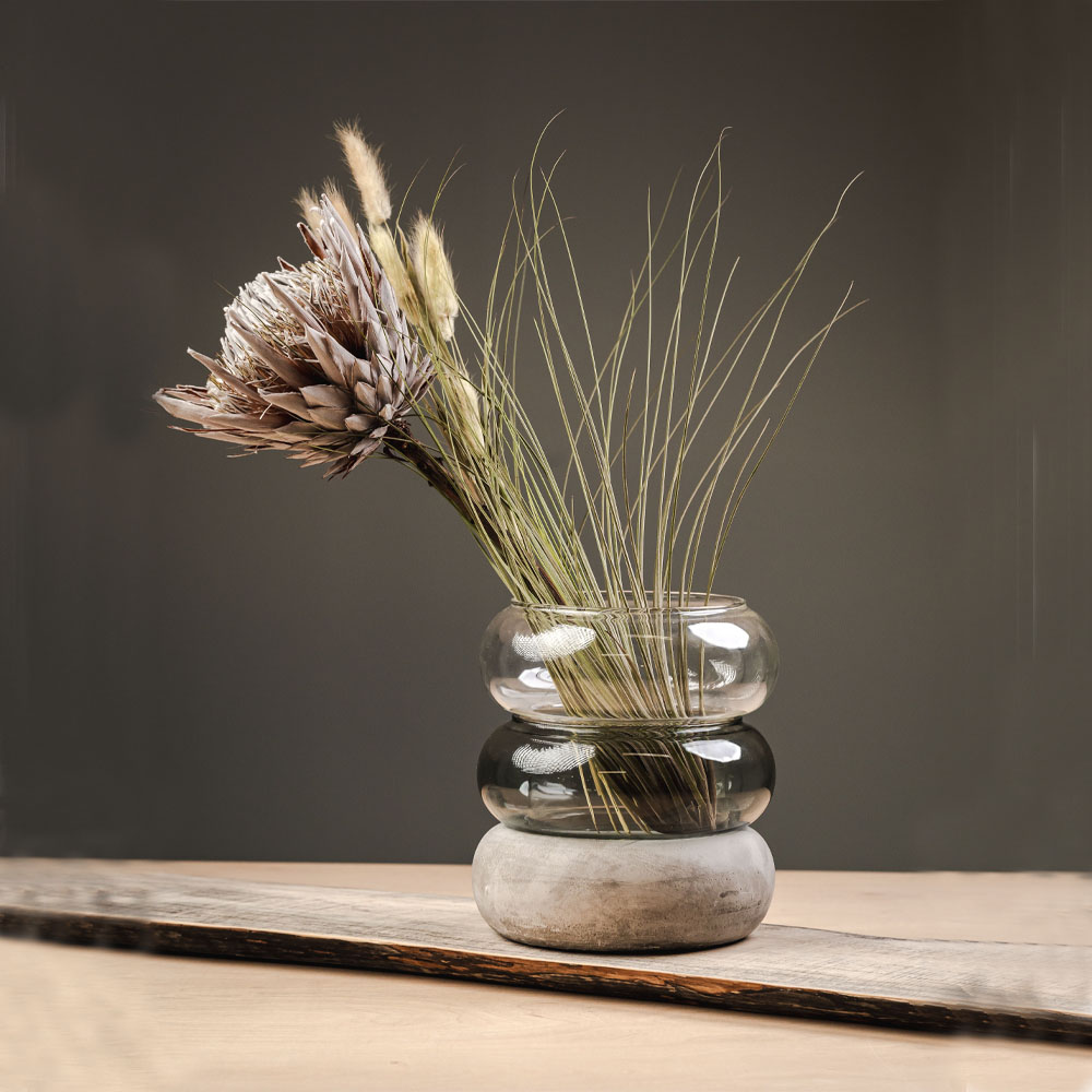 Bagel Lykta/Vas 16,5x18,5 cm Grå