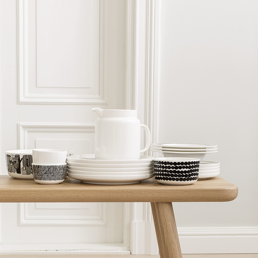 Siirtolapuutarha Tallrik flat 20 cm Svart/vit blommor