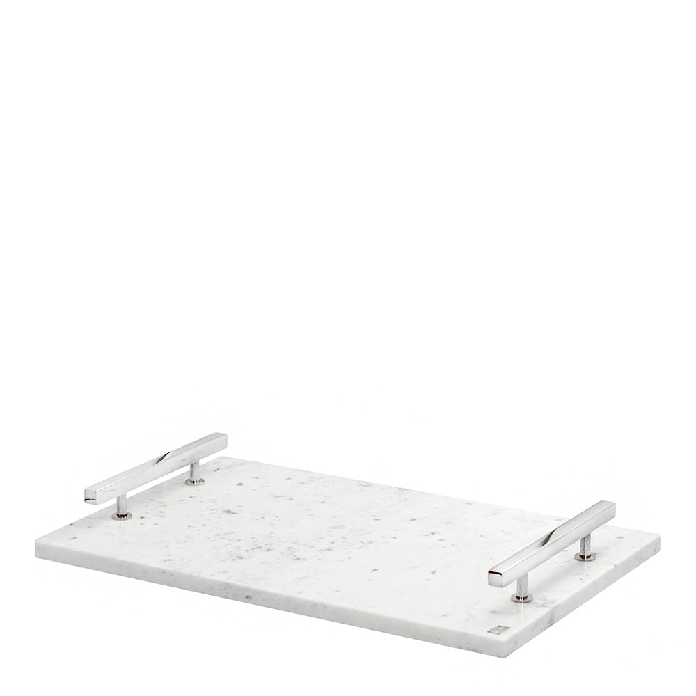 Marmorbricka med handtag Vit/F&ouml;rnicklad M&auml;ssing