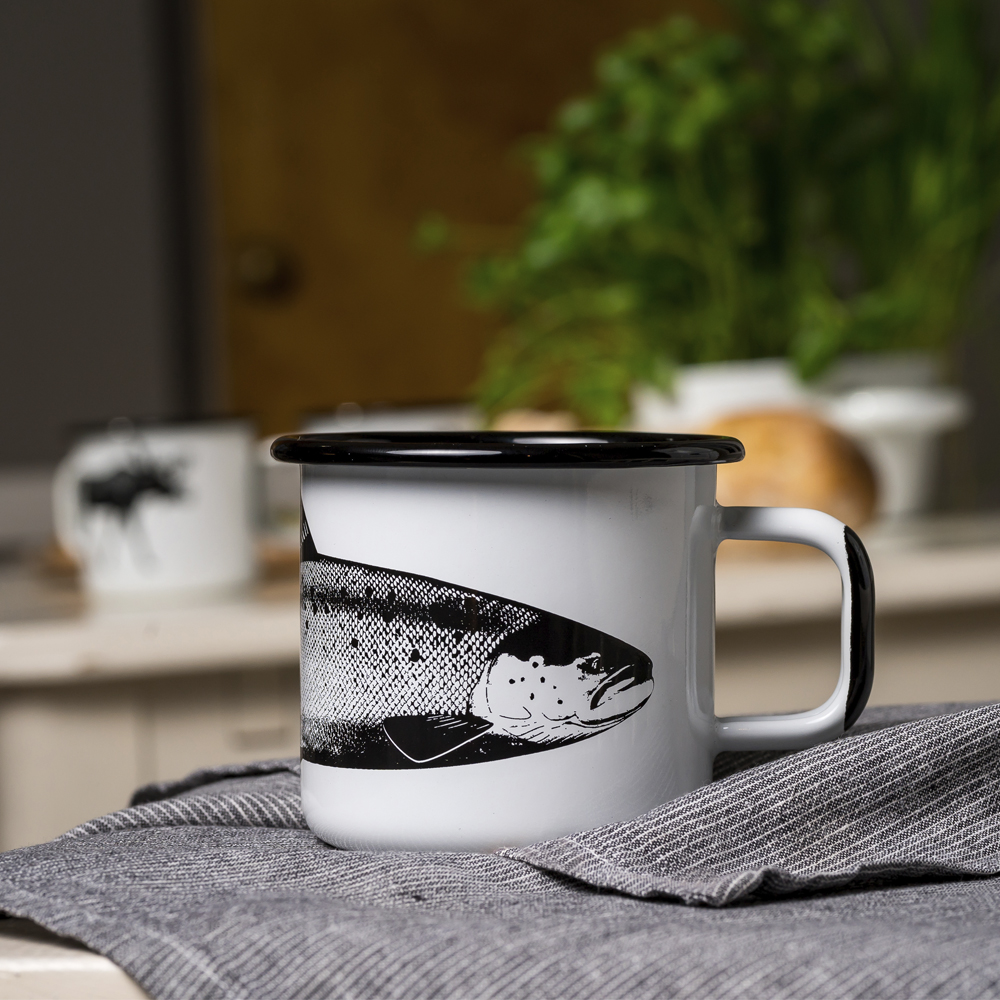 Nordic Emaljmugg Laxen 37 cl Vit