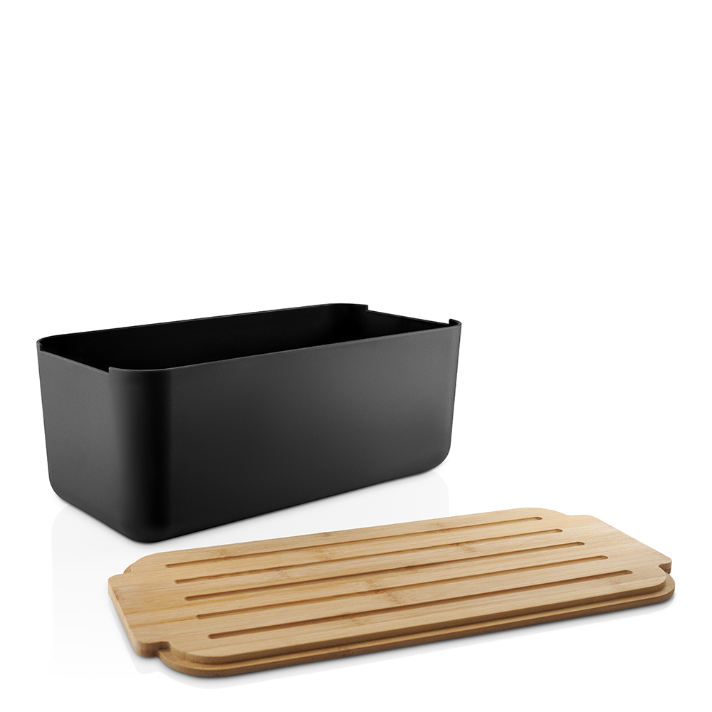 Brödlåda med trälock Svart