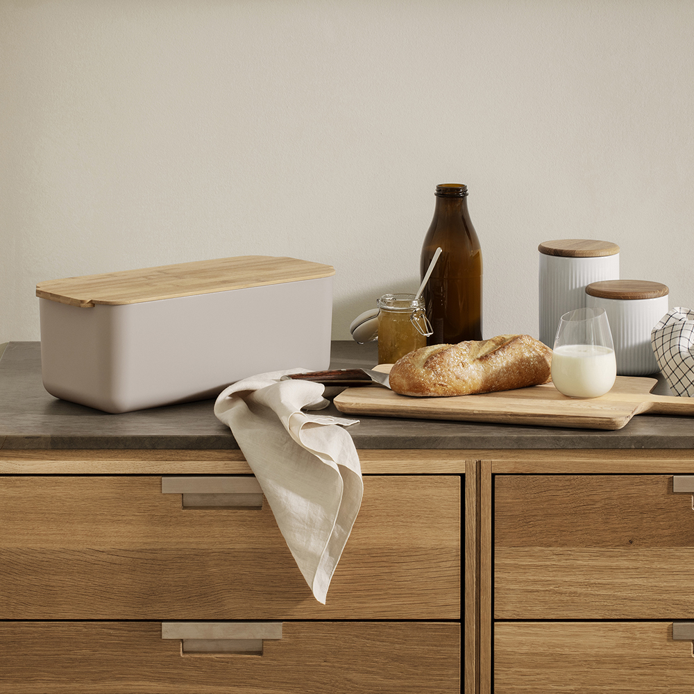 Brödlåda med trälock Beige