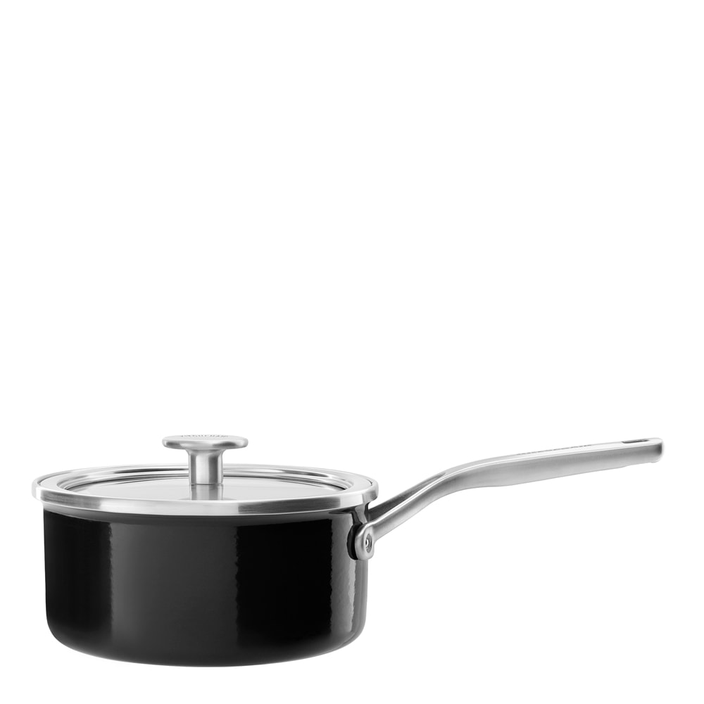 KitchenAid Steel Core Enamel Kastrull med lock 18 cm Svart