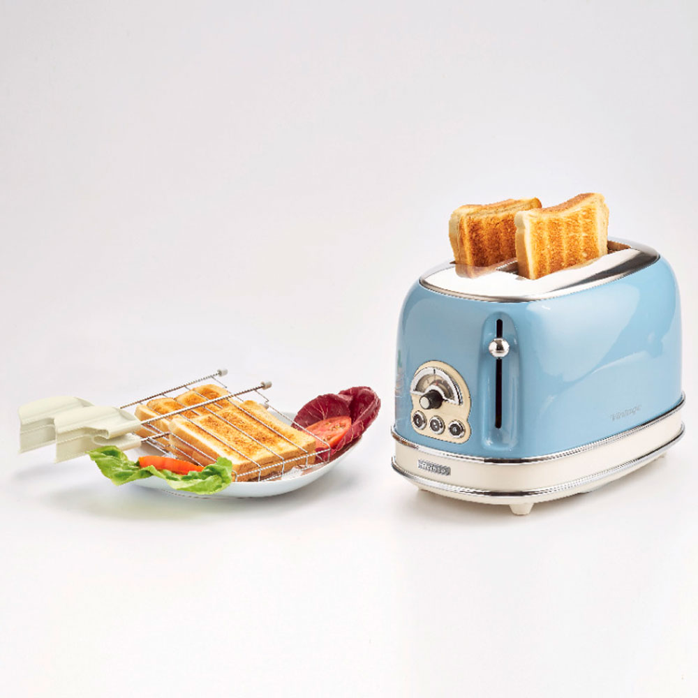 Vintage Brödrost med toastgaller 2 skivor Blå