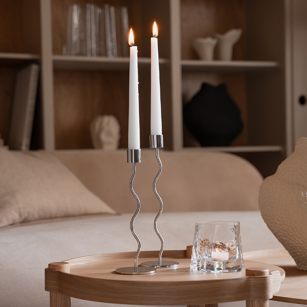 Curved Ljusstake 26 cm Silver